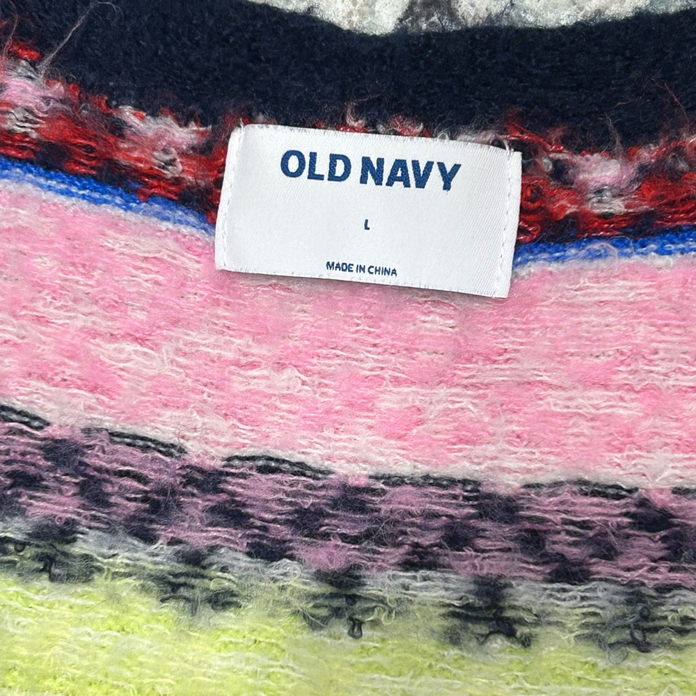 Old Navy Womens Size Large Multi Color Fair Isle Open Cardigan Sweater - Picture 3 of 8